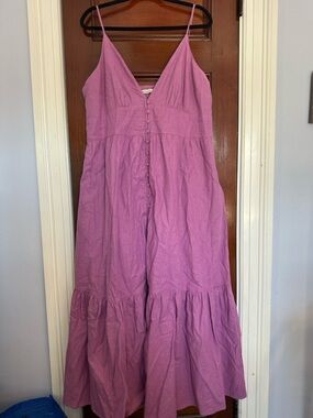 Abercrombie & Fitch Lavender Button Through Linen Dress - XLT